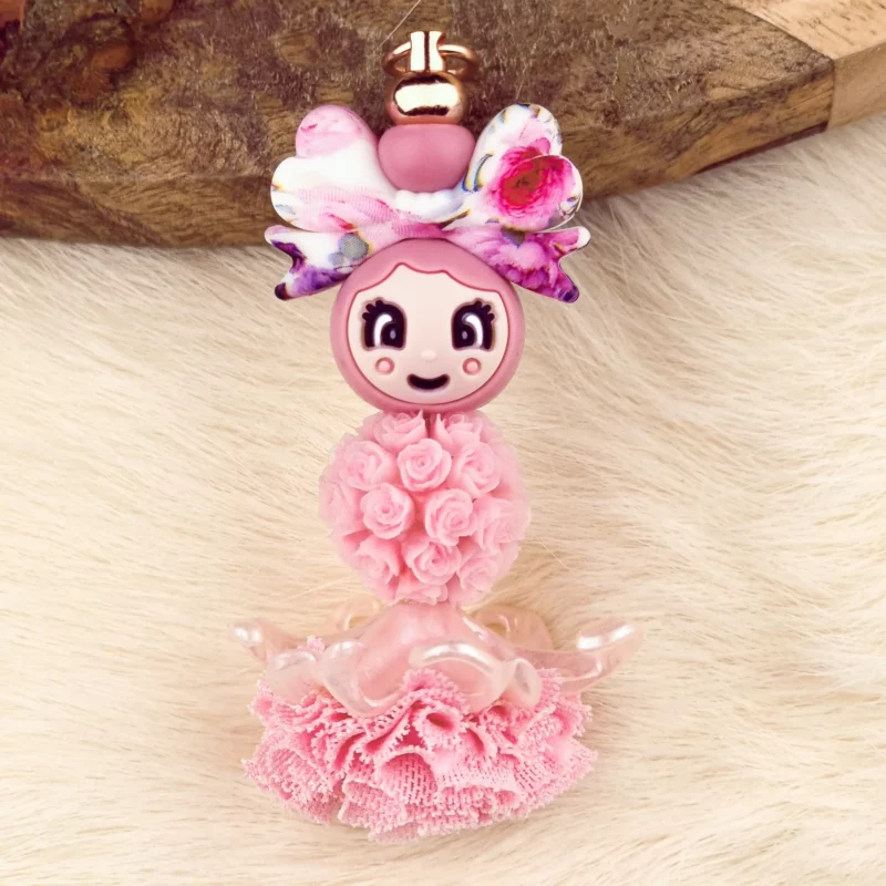 DIY Sleutelhanger - Bloemen meisje - Framboos