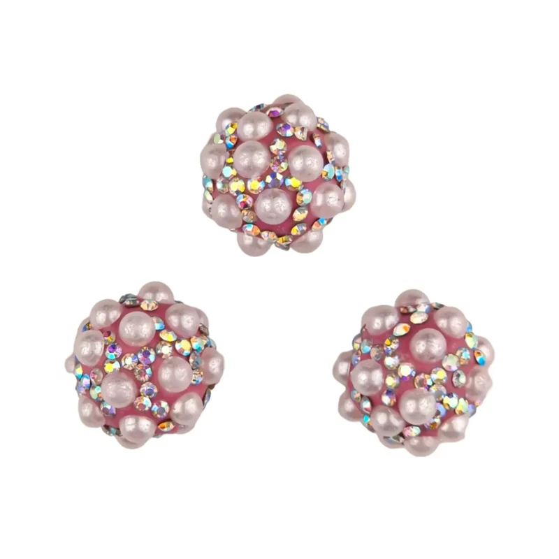 Acryl kraal - 16 mm - Met Parels Dark Rose