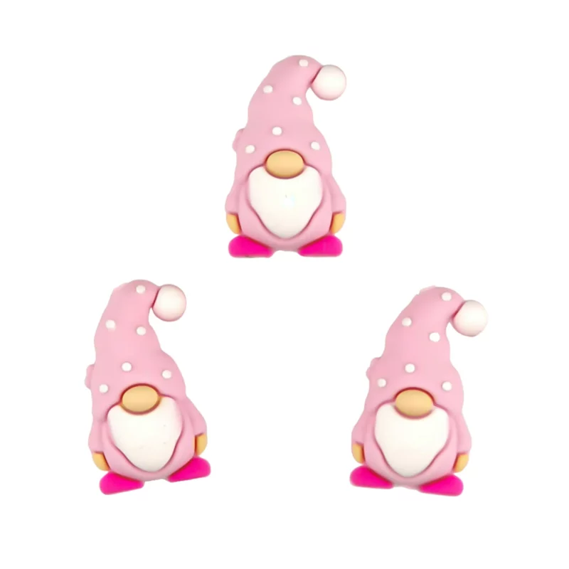 Perle en silicone - 3D - Gnome de Noël - Rose tendre