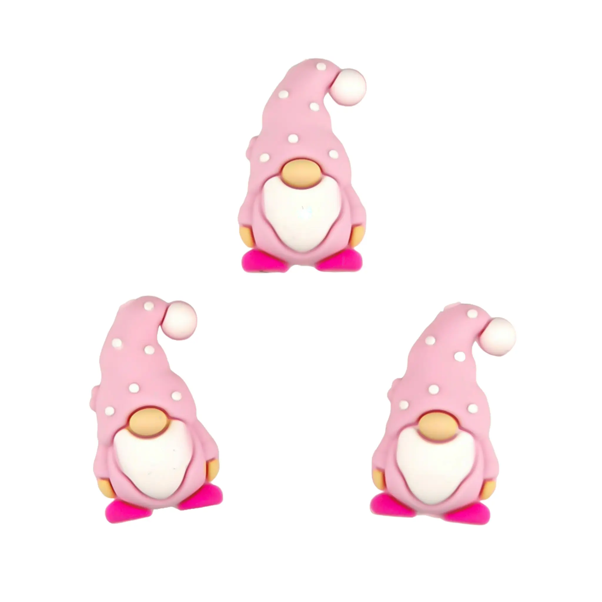 Sans titre (8) Perle en silicone - 3D - Gnome de Noël - Rose tendre – Image 1