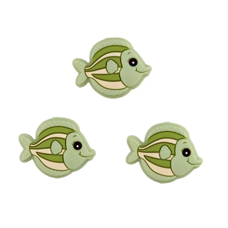 Perles en silicone - Blub le poisson - Pistache