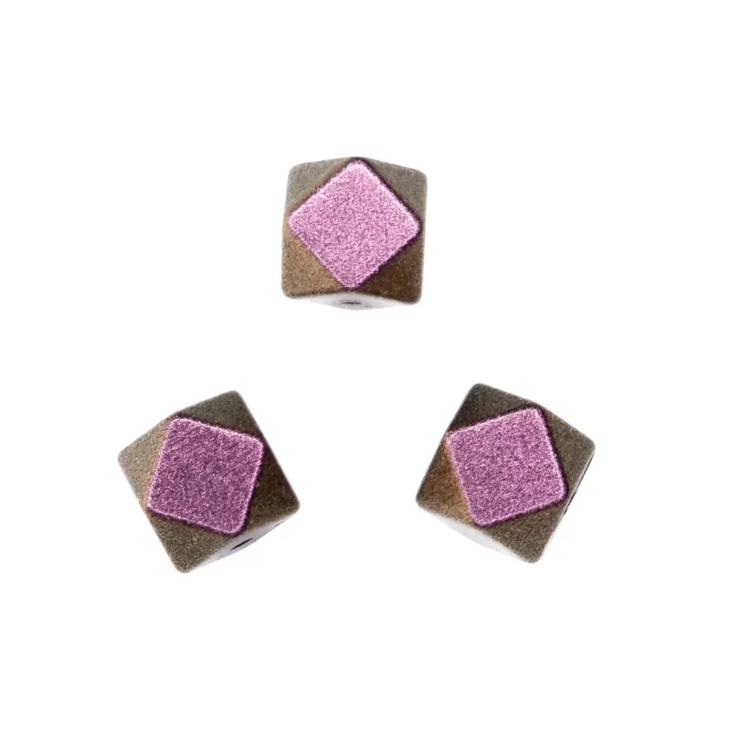 Siliconen kralen - Hexagon - 14 mm - Zwart Parel Print