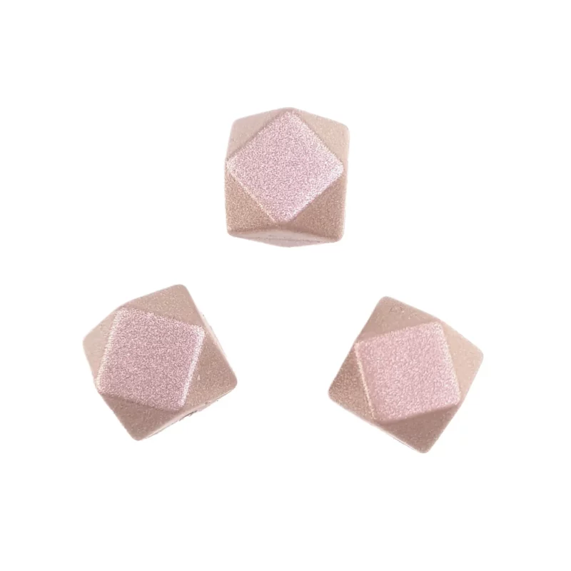 Siliconen kralen - Hexagon - 14 mm - Pale Rose Parel Print
