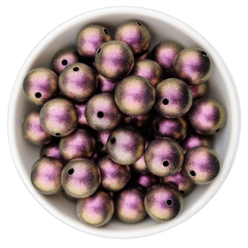 Siliconen kralen 12 mm - Rond - Zwart Parel Print