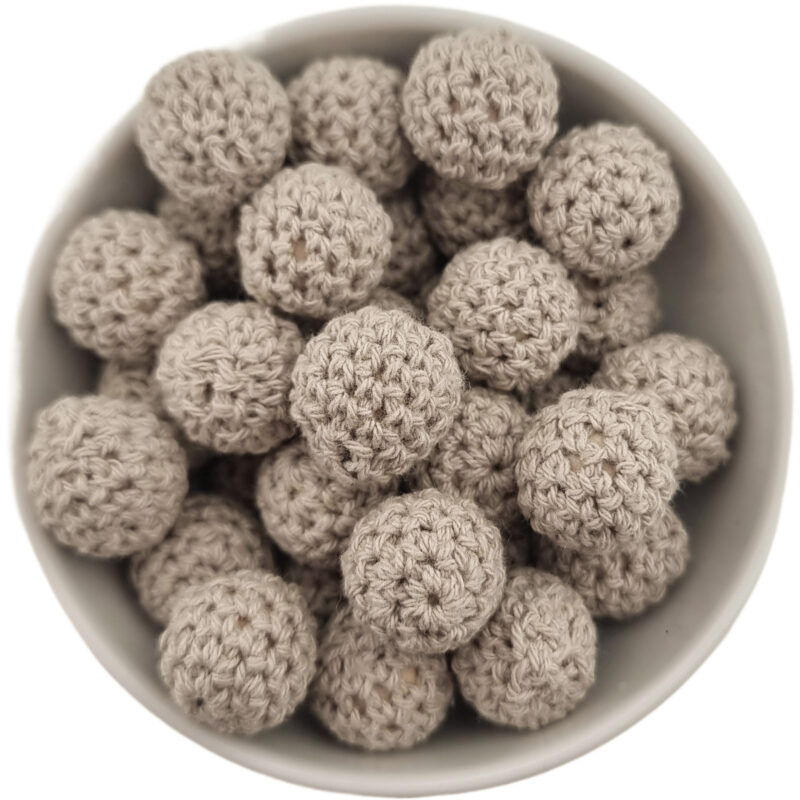 Häkelperle - Gehäkelte Holzperle - 16 mm - Eierschale