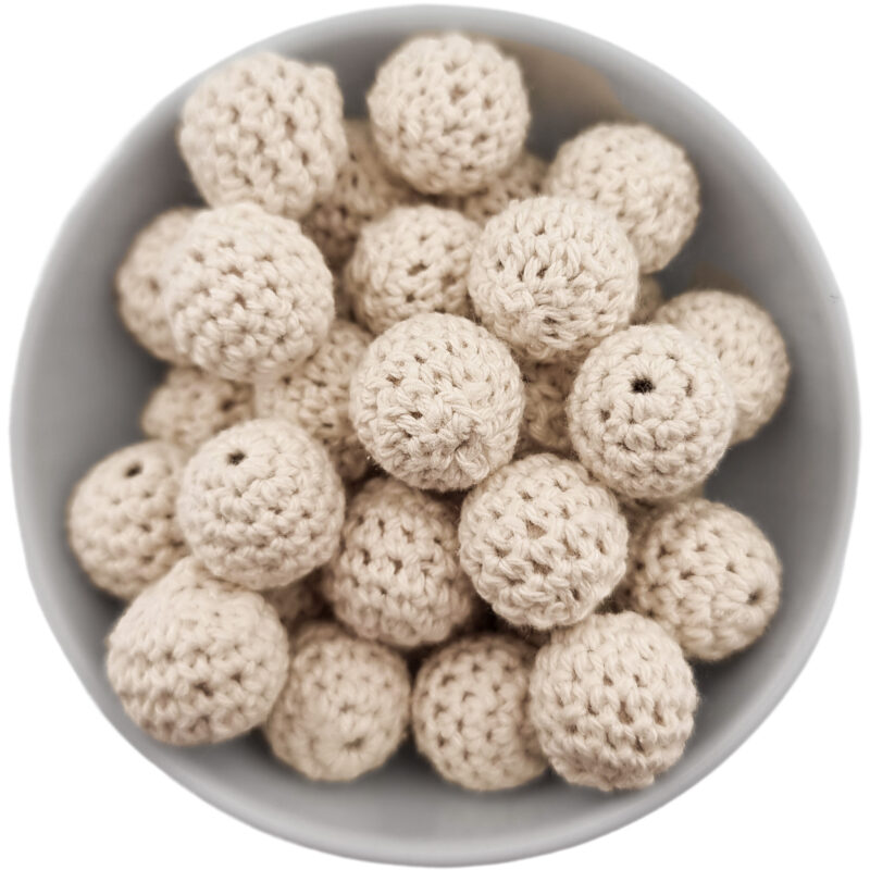 Häkelperle - Gehäkelte Holzperle - 16 mm - Old Lace