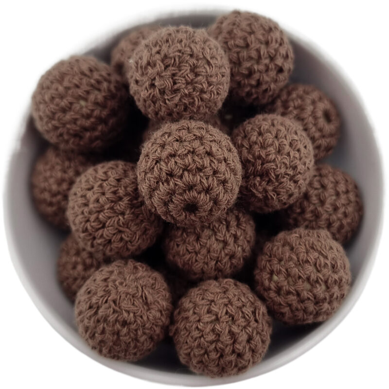Häkelperle - Gehäkelte Holzperle - 16 mm - Choco