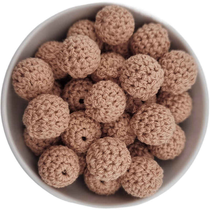 Häkelperle - Gehäkelte Holzperle - 16 mm - Caffé Latte