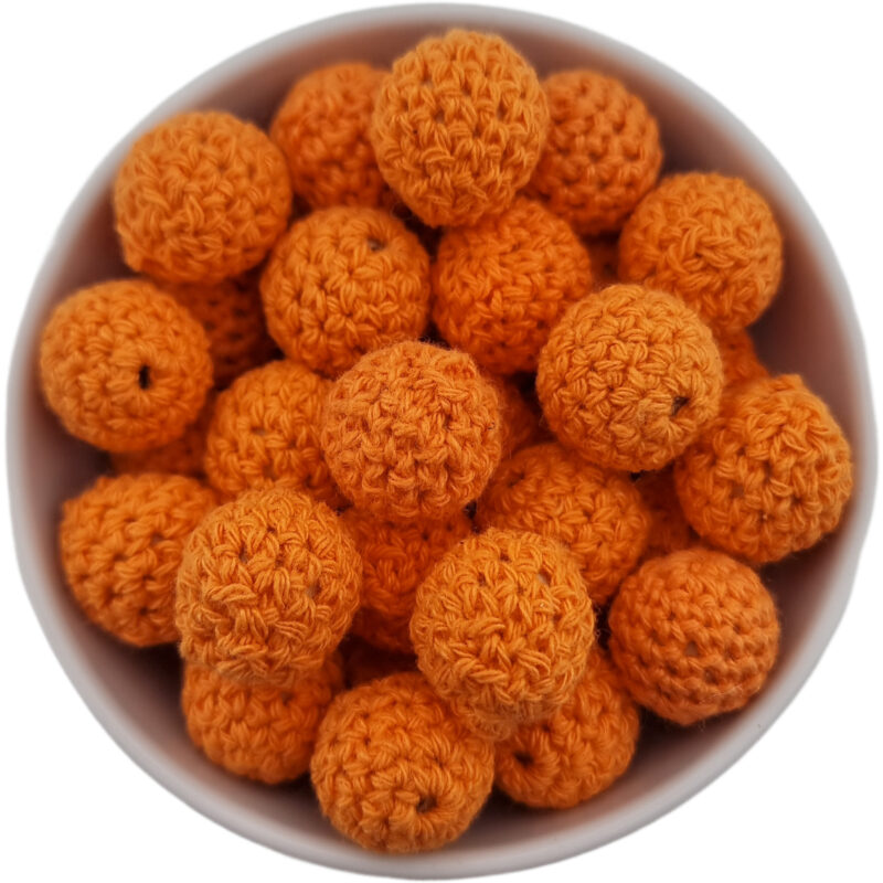 Häkelperle - Gehäkelte Holzperle - 16 mm - Papaya