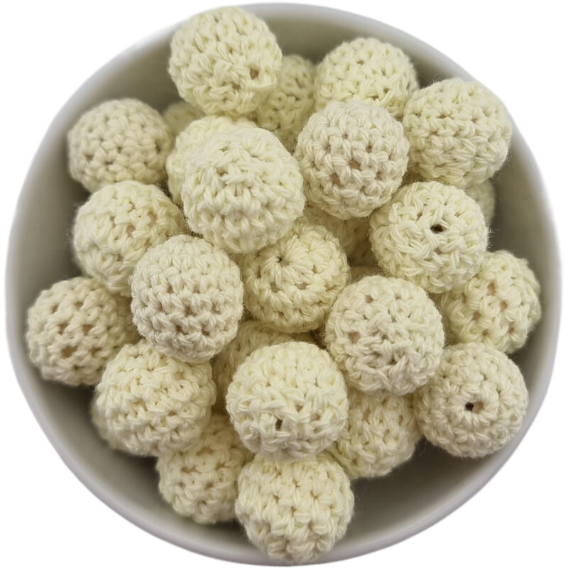 Häkelperle - Gehäkelte Holzperle - 16 mm - Hellgelb