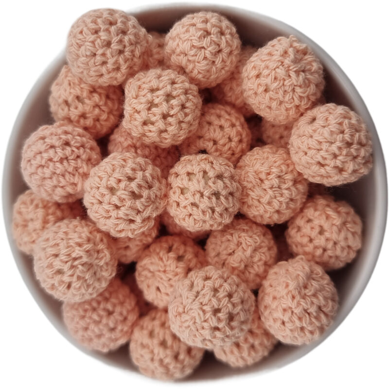 Häkelperle - Gehäkelte Holzperle - 16 mm - Cantaloupe