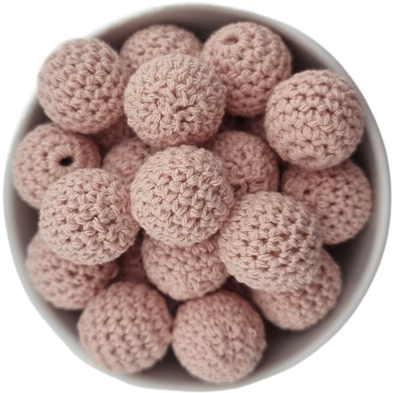 Häkelperle - Gehäkelte Holzperle - 16 mm - Blush