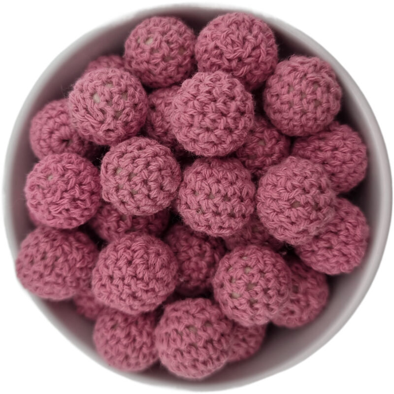 Häkelperle - Gehäkelte Holzperle - 16 mm - Rose