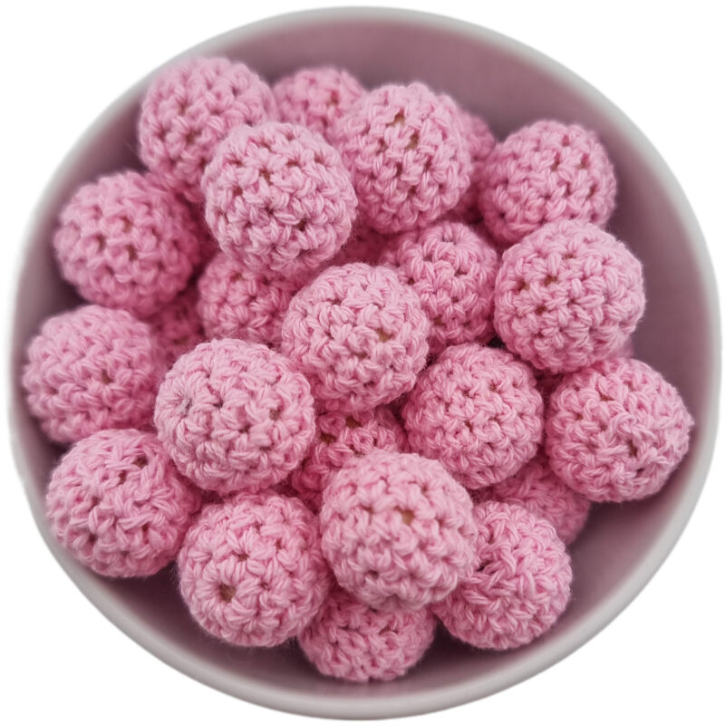 Häkelperle - Gehäkelte Holzperle - 16 mm - Soft Pink