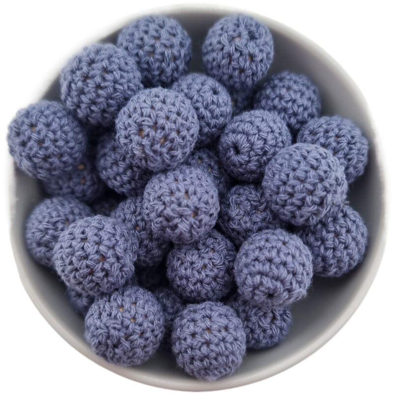 Häkelperle - Gehäkelte Holzperle - 16 mm - Light Matt Navy