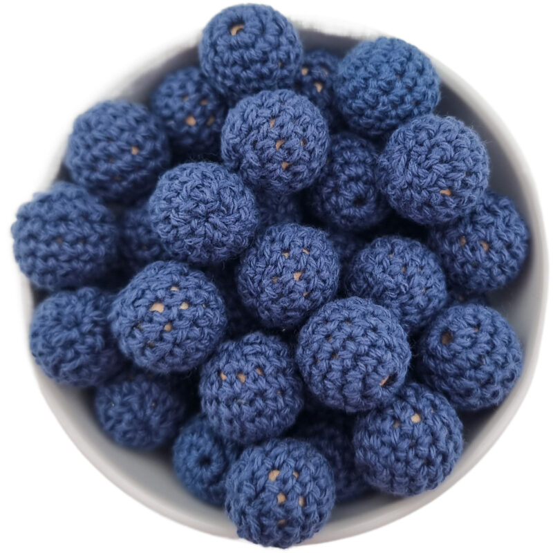Häkelperle - Gehäkelte Holzperle - 16 mm - Matt Navy