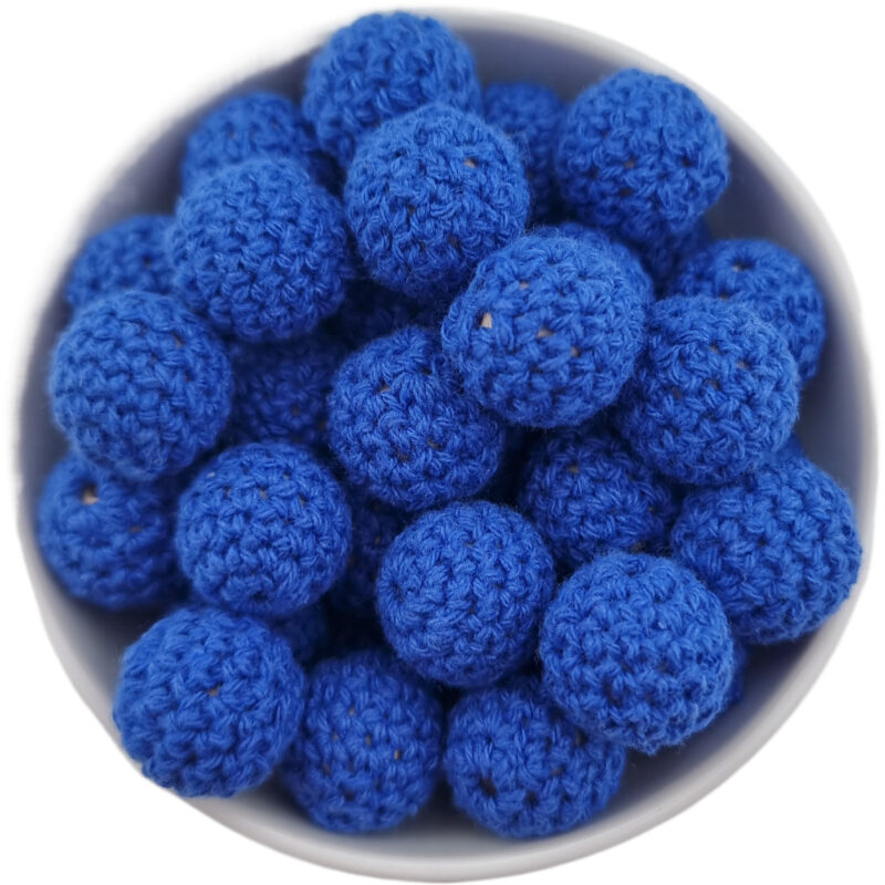 Häkelperle - Gehäkelte Holzperle - 16 mm - königsblau