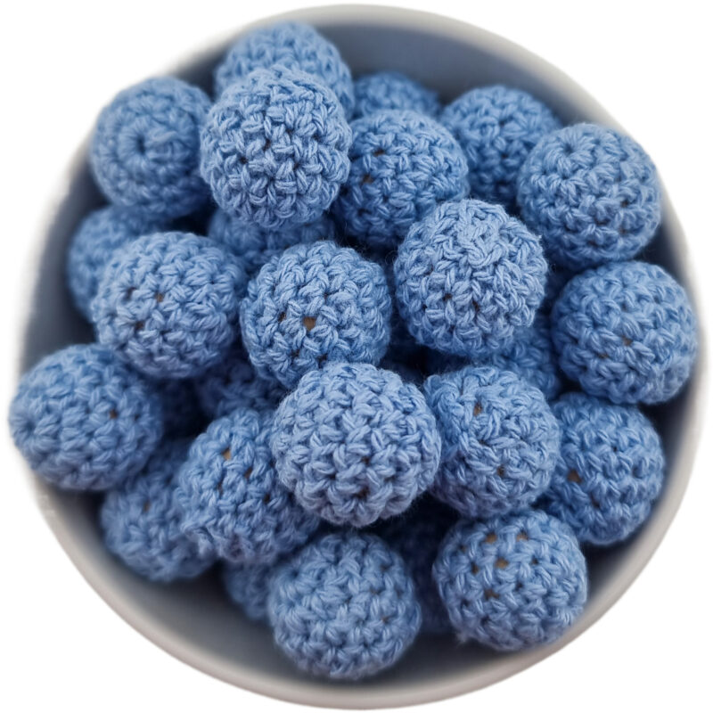 Perle à crochet - Perle en bois à crocheter - 16 mm - Medium Powder Blue