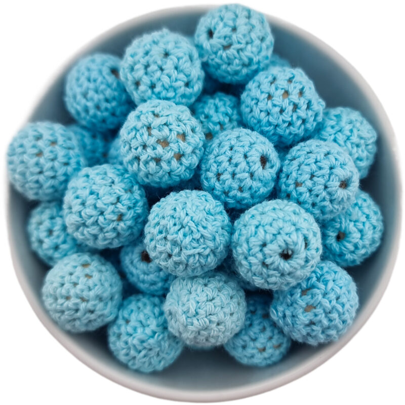 Perle à crochet - Perle en bois à crocheter - 16 mm - Bleu glacier