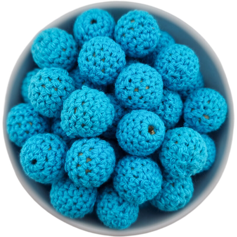 Perle à crochet - Perle en bois à crocheter - 16 mm - Bleu