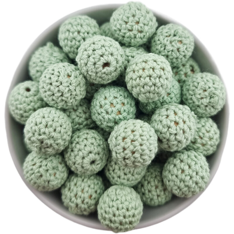 Perle à crochet - Perle en bois à crocheter - 16 mm - Vert clair