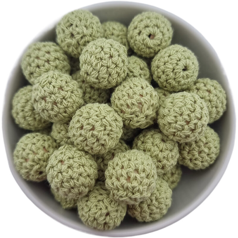 Perle à crochet - Perle en bois à crocheter - 16 mm - Pistache