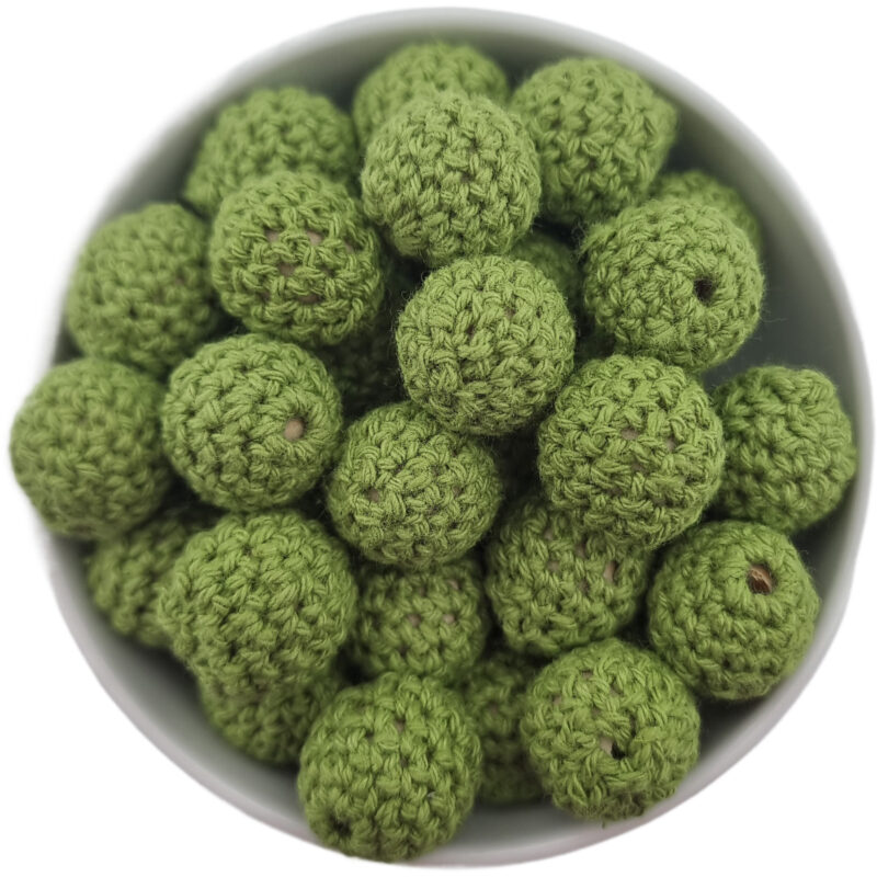 Perle à crochet - Perle en bois à crocheter - 16 mm - Vert lime