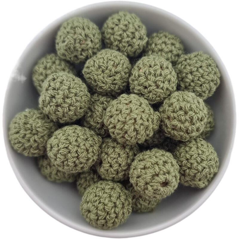 Perle à crochet - Perle en bois à crocheter - 16 mm - Vert mousse