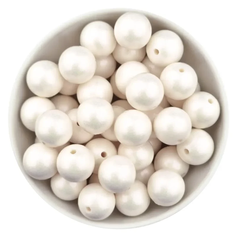 Siliconen kralen 12 mm - Rond - Kokos Parel Print