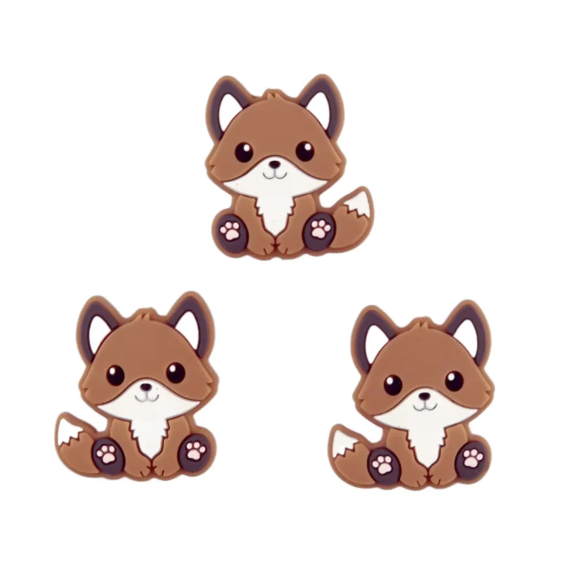 Perle de silicone - Renardeau - Chocolat au lait