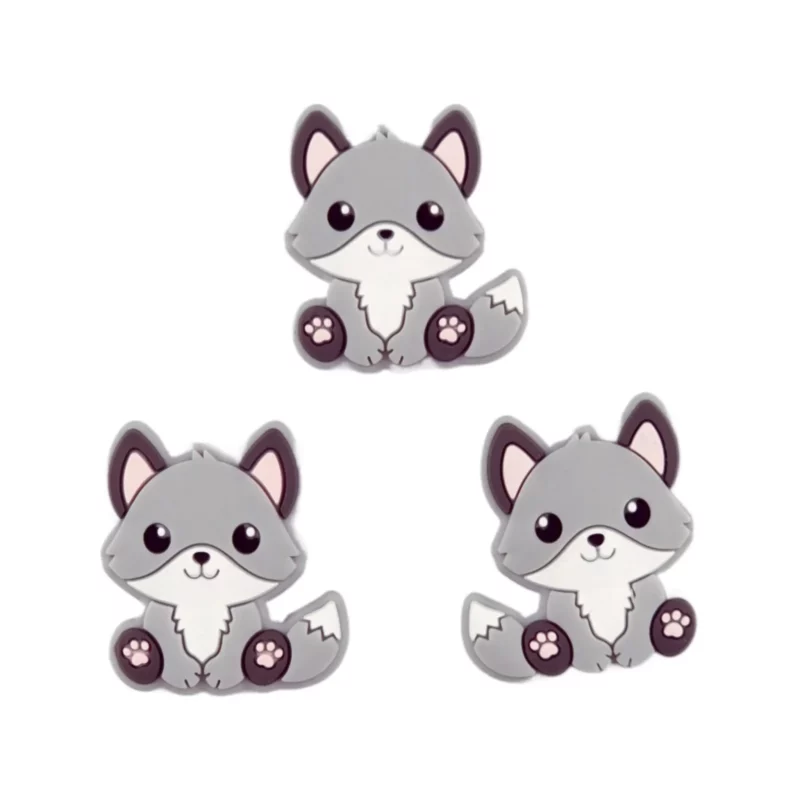 Perle de silicone - Renardeau - Gris