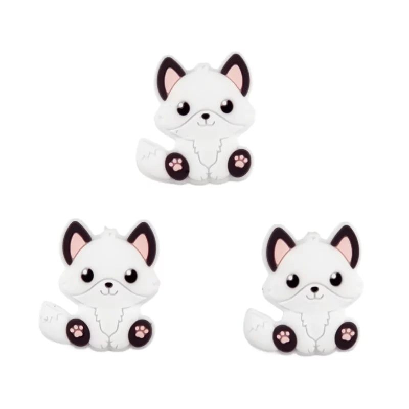 Perle de silicone - Fox cub - Blanc