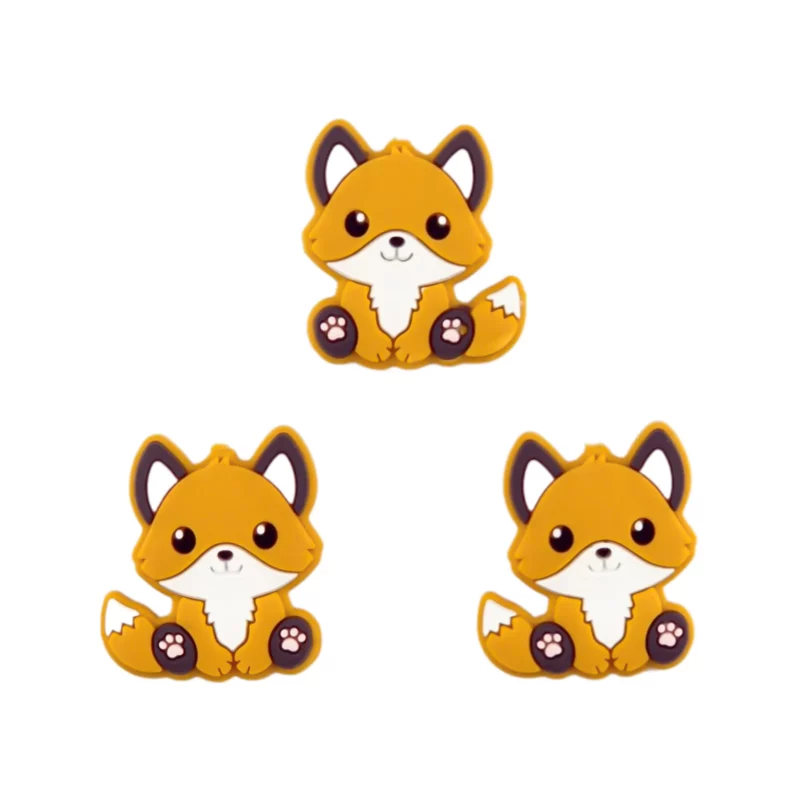 Perle de silicone - Renardeau - Jaune ocre