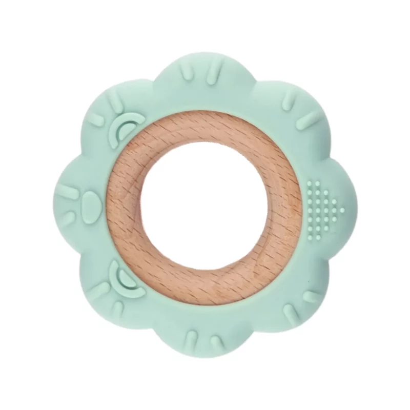 Zahnungsfigur - Silikon und Holz - Blume - Graue Minze