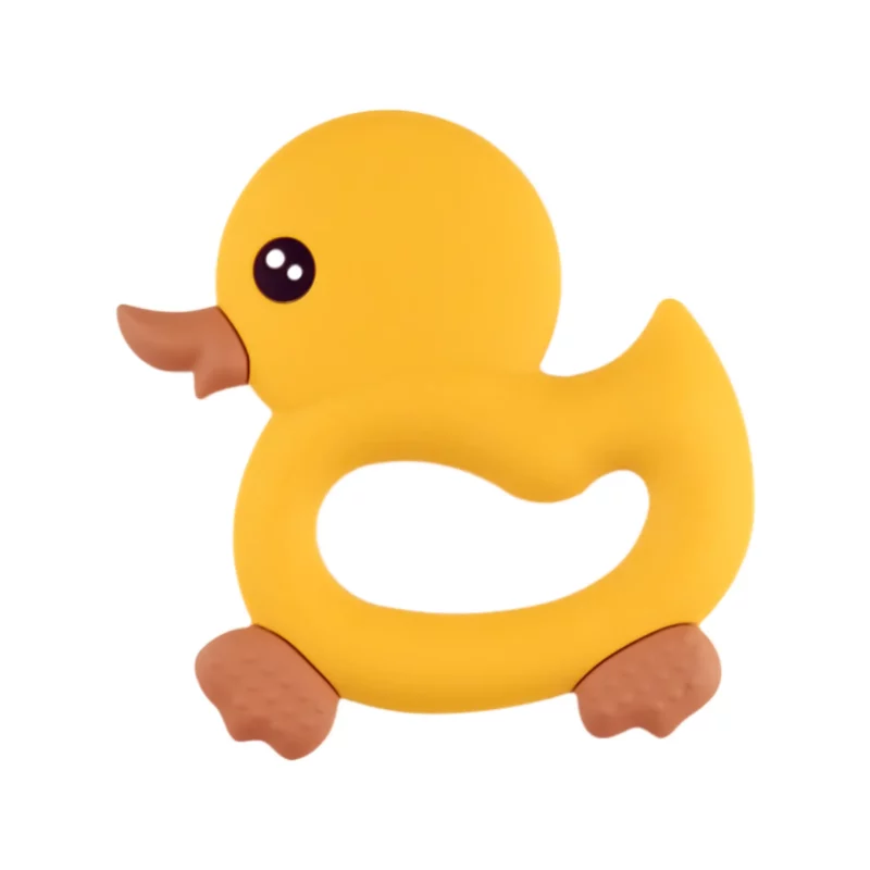 Beißring aus Silikon - Gummi-Ente - Ockergelb