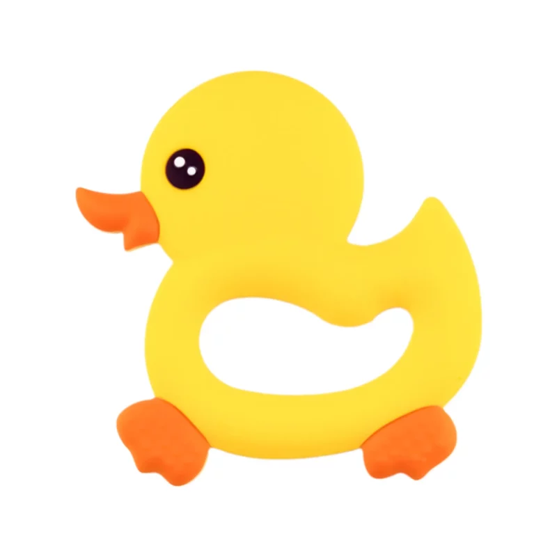 Beißring aus Silikon - Gummi-Ente - Knallgelb
