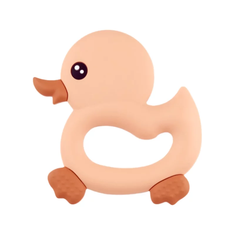 Beißring aus Silikon - Gummi-Ente - Pfirsich Nackt