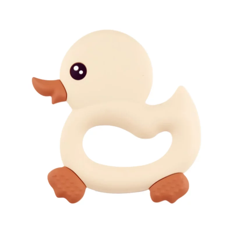 Beißring aus Silikon - Gummi-Ente - Old Lace
