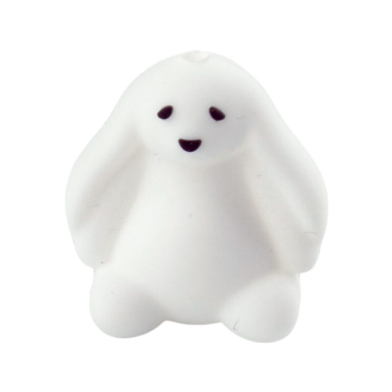 Perle en silicone - 3D - Pendentif Lapin - Blanc