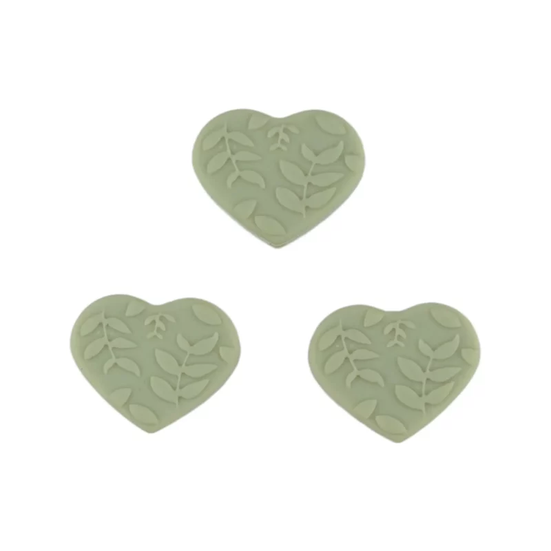 Silikonperle - Herz - Geprägt - 25 mm - Pistazie