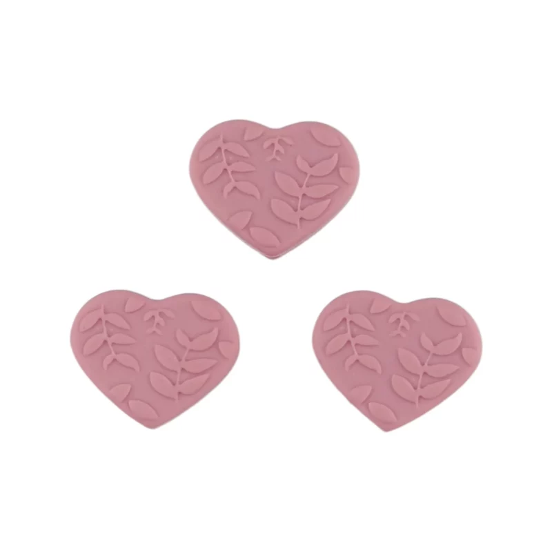 Silikonperlen - Herz - Geprägt - 25 mm - Rose