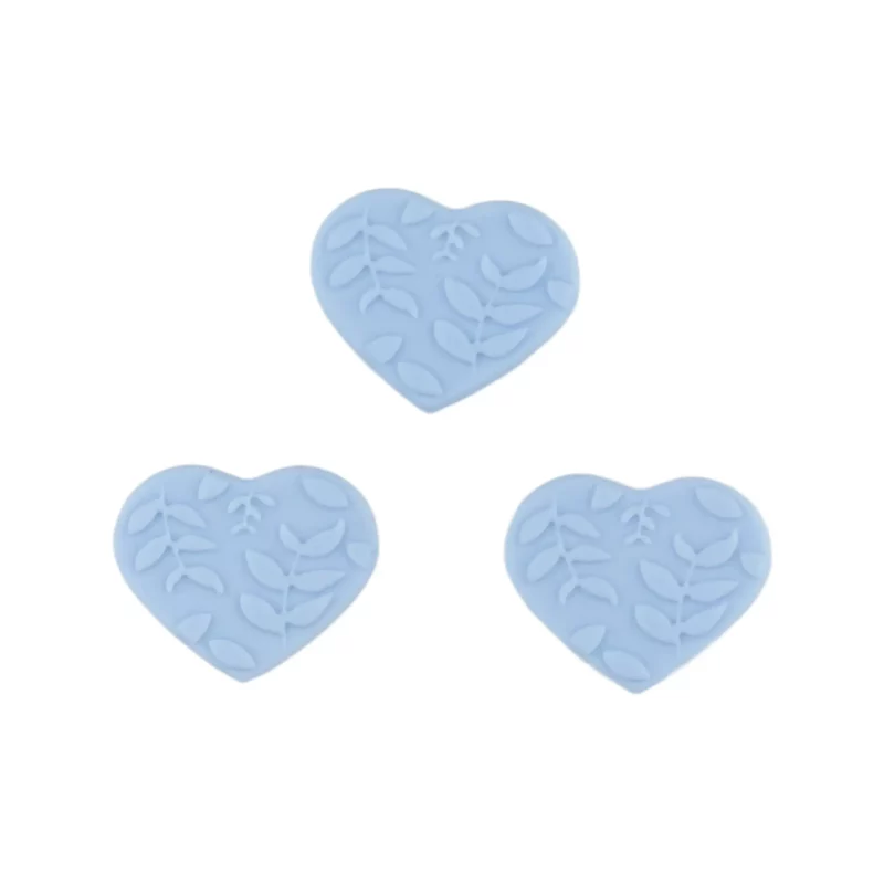 Silikonperle - Herz - Geprägt - 25 mm - Helles Puderblau