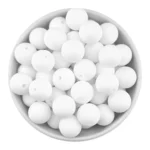 Perles en silicone 9 mm - rondes - blanches