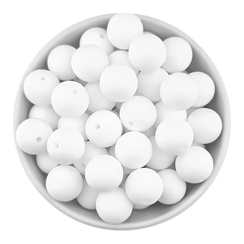 Silikonperlen 9 mm - Rund - Weiß