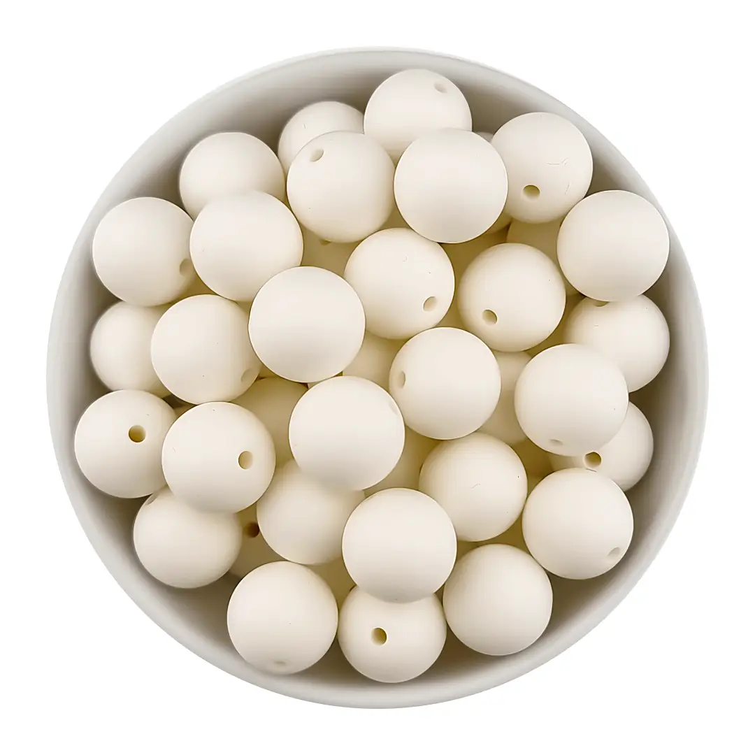 Untitled (16) Silikonperlen 20 mm - Rund - Kokosnuss – Bild 1