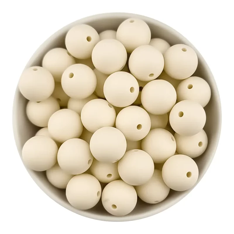 Silikonperlen 9 mm - Rund - Elfenbein