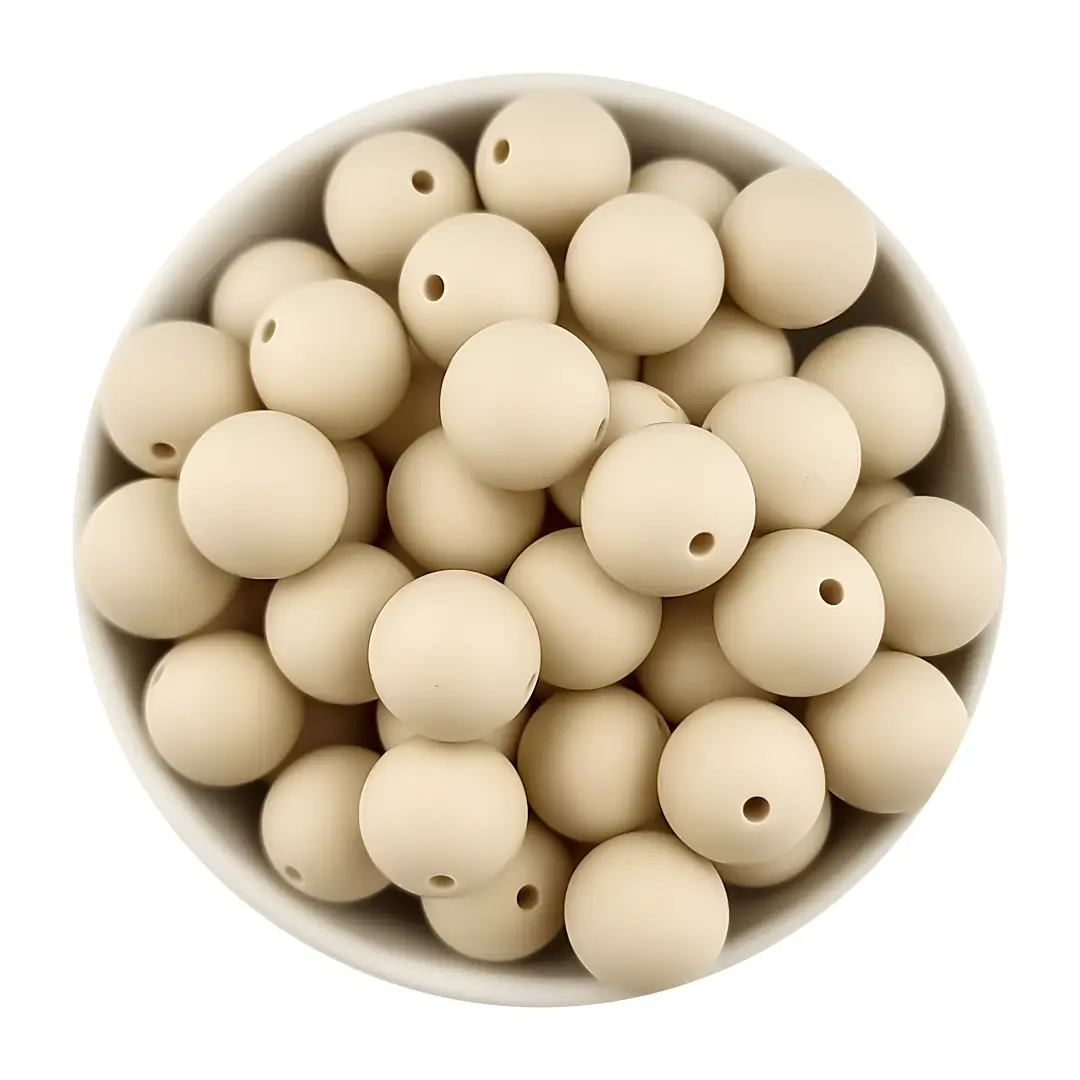 Unbetitelt (18) Silikonperle - 4 - Löcher - 16 mm rund - Old Lace – Bild 1