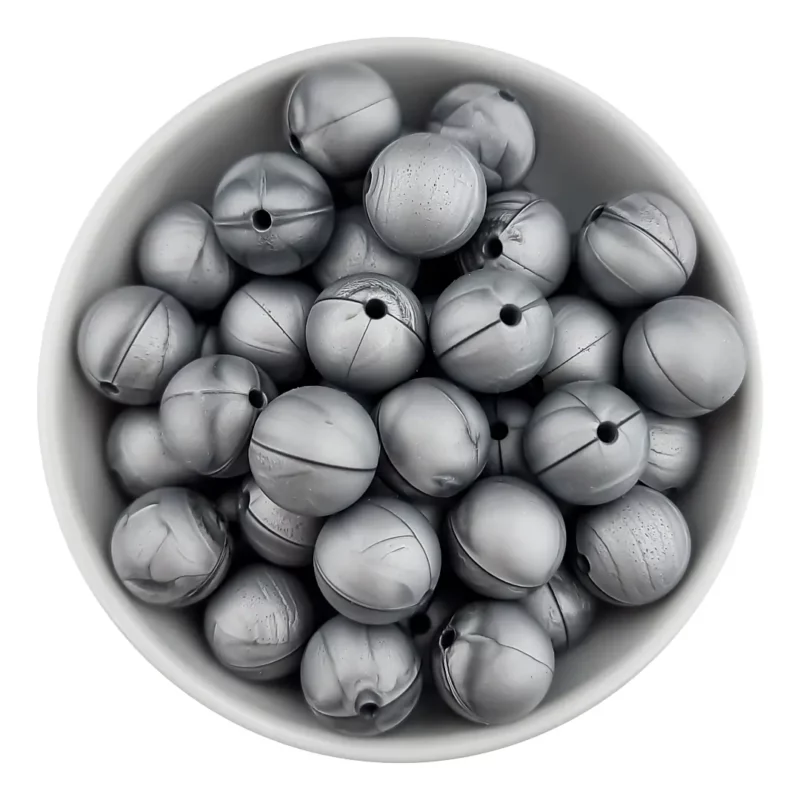 Siliconen Kralen - Rond - 6 mm - Metallic Zilver - Per 50 stuks