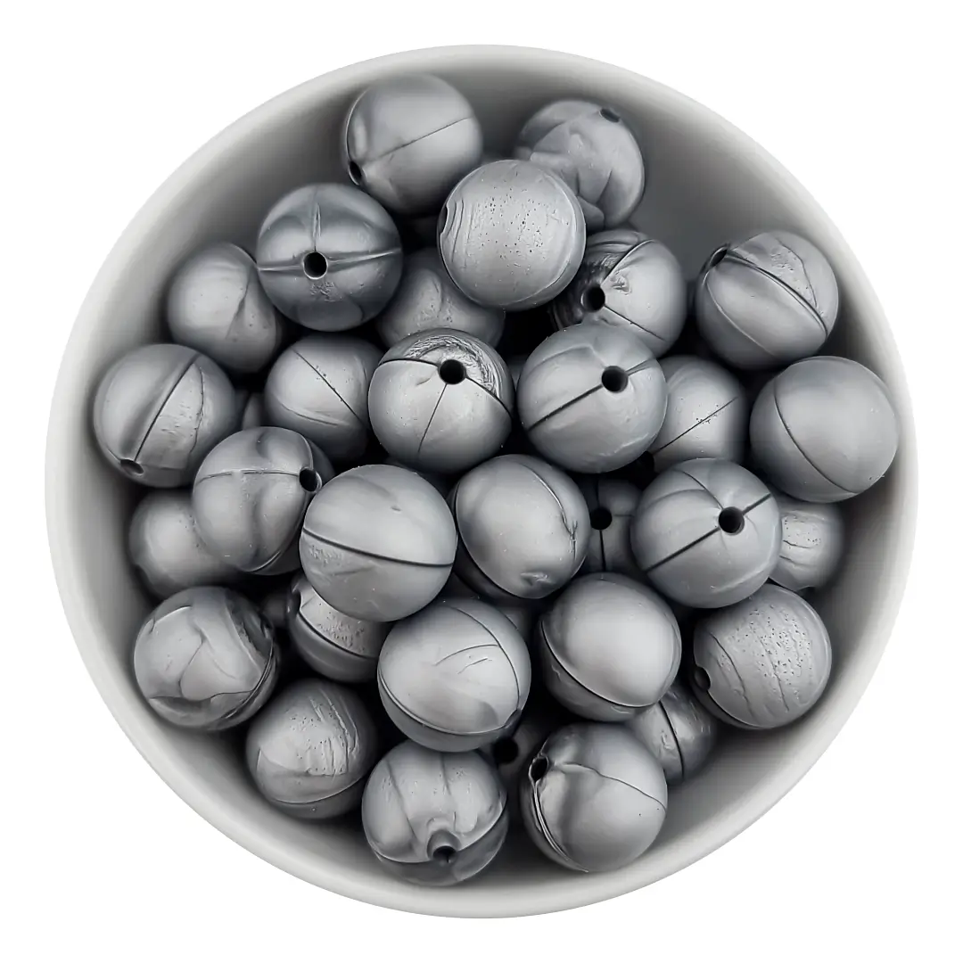 Untitled (2) Siliconen Kralen - Rond - 6 mm - Metallic Zilver - Per 50 stuks - Afbeelding 1