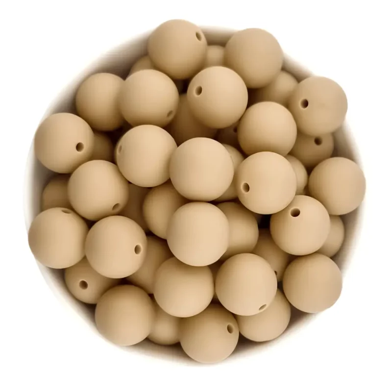 Silikonperlen 9 mm - Rund - Sand